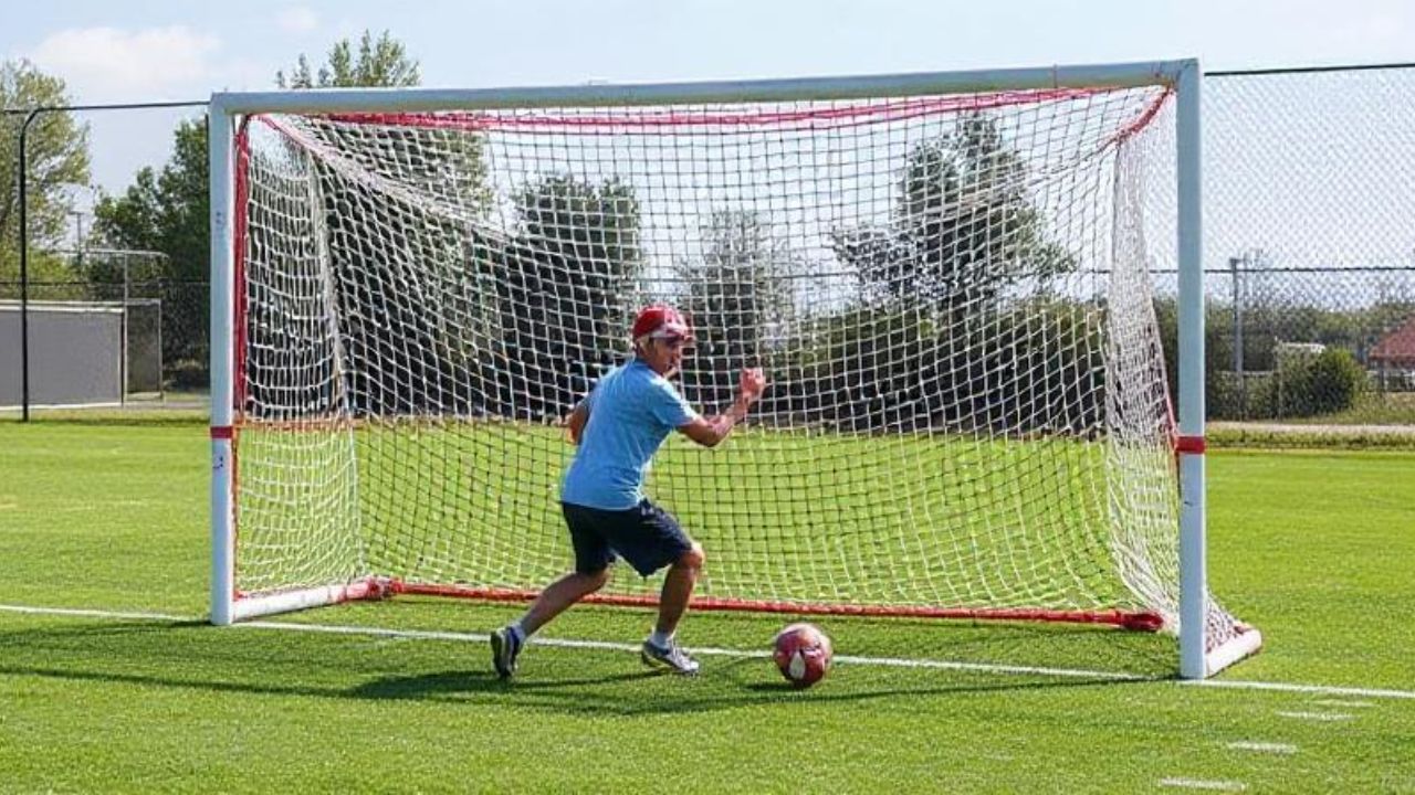 Jogo com redes de arremesso de futebol